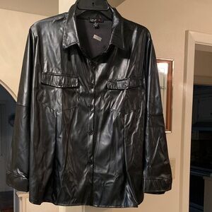 🖤🖤SUPER SEXY PLUS SIZE 4X Black Faux Leather Button-Up Shirt Jacket🖤🖤. (2 tops)